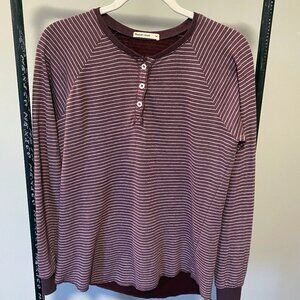 Marine Layer striped henley top, Red Strip, M